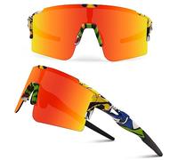 DUDUKING Lunettes de cyclisme - Lunettes de soleil - Pour homme et femme - Impression par transfert d'eau - Pour sports de plein air, cyclisme, course, golf, protection UV 400