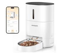 DUDUPET Distributeur Croquettes Chat Automatique- 4L télécommande WiFi 2.4G, Double Alimentation, Enregistrement Vocal 10 Secondes, Bol en Acier Inoxydable, Convient aux Chats et aux Petits Chiens