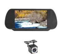 DUDUYANG Grand Angle Vision Nocturne Arrière Caméra Moniteur De Rétroviseur Voiture + Caméra Recul À Vision Nocturne en Option Écran LCD TFT 7 Pouces avec Bouton Tactile(with 12 LED Camera)