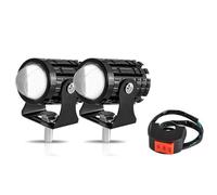 DUDUYANG Moto Phare Phare Avant LED Moto Projecteur Antibrouillard Lentille LED Bicolore Feux Route/croisement Éclairage Auxiliaire Conduite(2piece Yellow Switch)