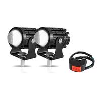 DUDUYANG Moto Phare Phare Avant LED Moto Projecteur Antibrouillard Lentille LED Bicolore Feux Route/croisement Éclairage Auxiliaire Conduite(2piece Yellow Switch)