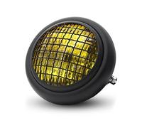 DUDUYANG Moto Phare Phare Moto Rétro Rond Maille Avec Grille Abat-jour Rond Pour Tout-terrain(Jaune)
