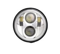 DUDUYANG Moto Phare Phare Rond LED Angel Eyes Halo Noir 5.75 Pouces Pour Sportster 1200 883 Pour Street Pour Softail Pour Dyna 5-3/4"(Argent)