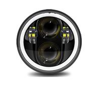 DUDUYANG Moto Phare Phare Rond LED Angel Eyes Halo Noir 5.75 Pouces Pour Sportster 1200 883 Pour Street Pour Softail Pour Dyna 5-3/4"(Le noir)