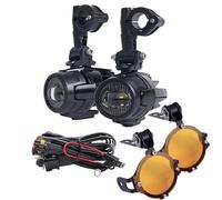 DUDUYANG Moto Phare Phares Auxiliaires LED Moto Feux Route Bicolores Blanc Jaune Accessoires Pour Feux Antibrouillard(A set of C)