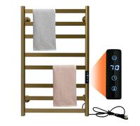 DUDYP Sèche-Serviette Électrique Doré Chauffe-Serviettes avec Minuterie 1-8H, Porte-Serviettes Chauffant avec Contrôle De La Température, Étendoir Chauffant Mural 8 Barres,Hardwired
