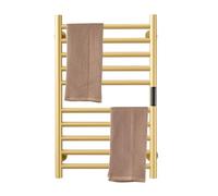 DUDYP Sèche-Serviettes Radiateur Doré Accessoires De Salle De Bain, Minuterie Intégrée Contrôle De La Température 10 Bars Porte-Serviettes Chauffants Électriques, Plug-in/Hard-Wiring