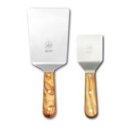 DUE BUOI | Lot de 2 spatules : spatule large et petite spatule carrée - Manche en bois d'olivier