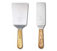 DUE BUOI | Lot de 2 spatules : spatule large et spatule étroite - Manche en bois d'olivier