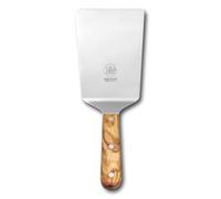 DUE BUOI Spatule large avec manche en bois d'olivier et rivets en acier inoxydable - Lame 10,2 cm x 15,5 cm - Idéal pour hamburger, cuisine, barbecue, grill, pâtisserie. Antiadhésif durable. Approuvé ICQ.