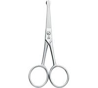 DUE CIGNI Ciseaux spécifiques pour barbier et la Moustache en Acier plaqué Nickel, 10.2 cm, Argent