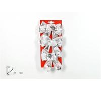 DUE ESSE CHRISTMAS SRL L.Étoile Argent Noeud Blanc 12cm 3z$$, comme Photo, Taille Unique