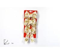 DUE ESSE CHRISTMAS SRL L.Étoile Or Noeud Beige 12cm 3pcs $$, comme Photo, Taille Unique