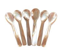 DUEBEL Ensemble de 6 Cuillères à œufs Nacre de Rivière Fait Main de Haute qualité Cuillère à Caviar Pour Caviar, Oeufs, Crème Glacée, Café (Rose, 9 x 2,3 cm)