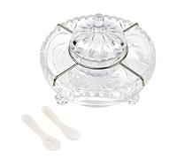 DUEBEL Plat à Caviar en Verre, 1 Ensemble de Service divisé en Verre en Forme de Citrouille + 2 cuillères en Nacre