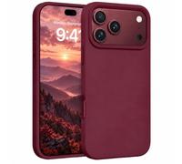 DUEDUE Coque en Silicone Fine pour iPhone 18 Pro/17 Pro, Bordeaux | Rigide Antichoc, Coque de Téléphone Protection Intégrale, Doublure Micro Fibre Anti-Rayures Étui Souple Douce