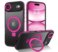 DUEDUE Coque Magnétique pour iPhone Air avec Support Invisible, Compabtible avec Magsafe, Protection Antichoc Norme Militaire, Anti-Jaunissement, Translucide Case pour 17 Air 6,5”, Rose/Noir