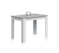 duehome | Table d'appoint Fixe, Table de Salle à Manger ou Cuisine, Finition Blanche Artik et Ciment, modèle Dina, Dimensions : 109 cm (Largeur) x 67 cm (Profondeur) x 78 cm (Hauteur)