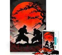Duel de samouraïs avec la Lune Rouge Puzzle de 1000 pièces pour Adolescents Décoration Murale apaisante et Amusante aux découpes nettes (50x75cm)