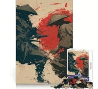 Duel de samouraïs avec Le Soleil Rouge Puzzle de 1000 pièces pour Adolescents Jeu de logique Stimulant Amusant en intérieur Bordure Premium Cadeau mémorable (38x52cm)