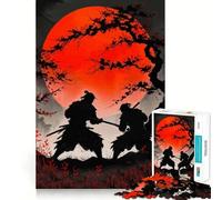 Duel de samouraïs avec Red Moon Puzzle 1000 pièces pour Adolescents Jeu de logique Pure Détente et précision Pièce d'art (38x52cm)