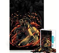 Duel de samouraïs dans Un Paysage de feu Puzzle de 1000 pièces pour Adolescents Jeu de réflexion et de création Collective Découpe Nette et Amusante Objet de Collection (38x52cm)