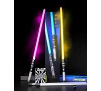 Duel Sabres Laser Lot de 2 6 Effets sonores & 24 Couleurs Sabre Laser Amovible Lame Double Face poignée métallique vibrante Sabres Laser pour Enfants et Adultes 5.0