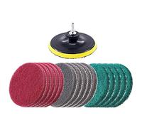 Duendhd 16 PièCes de 5 Pouces 3 Couleurs DifféRentes Peu Brosse Brosse à RéCurer Kit de Nettoyage de Tampon de RéCurage, Remplacement de Tampon Abrasif 1 Crochet Accessoire