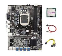 Duendhd Carte mère B75 ETH Mining 8XPCIE vers USB + CPU I3 2100 + câble 6 broches vers double 8 broches + câble de commutation LGA1155 B75