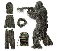 Duendhd Costume 5 en 1, camouflage 3D, vêtements de chasse en plein air, y compris veste, pantalon, capuche, sac de transport pour adultes, enfants et jeunes