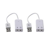 Duendhd Lot de 2 adaptateurs audio USB 2.0 pour microphone et écouteurs Blanc 3,5 mm
