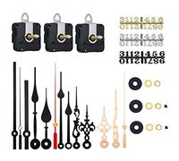 Duendhd Lot de 3 mécanismes de mouvement d'horloge à quartz avec 5 paires d'aiguilles et de chiffres - 31 mm