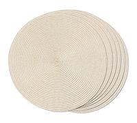 Duendhd Lot de 6 napperons tressés ronds pour table de salle à manger, tissés, lavables, non-résistants, 38 cm (Beige)