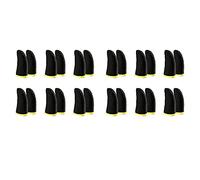 Duendhd Manches de Doigt en Fibre de à 18 Broches pour les Jeux Mobiles PUBG Contact Manches de Doigt D'éCran Noir et Jaune (24 PièCes SéRies)