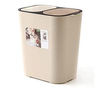 Duendhd Sec et Humide Classification Double Baril Poubelle Seau Nordique Simple Ménage PP Plastique Déchets avec Couvercle B