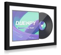 DUENPY Cadre de présentation pour disque vinyle 40,6 x 55,9 cm et couverture d'album de 31,8 x 31,8 cm - Fond noir mat - Support mural