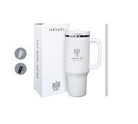 Dünya Hayati Gobelet isotherme de qualité supérieure 1,2 l/40 oz - Certifié TÜV, certifié LFGB - Sans BPA | Anti-fuite avec couvercle et paille | Gobelet en acier inoxydable avec gravure au laser, 8 h