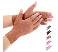 Duerer Gants de Compression Arthritique, Pour Aider A Augmenter La Circulation Réduire La Douleur Et Favoriser La Guérison, Gants Arthrose Convient pour Hommes et Femmes(Marron, L)