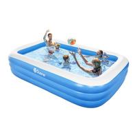 Duerer Piscine Gonflable 305cm x 182cm x 56cm, Piscines Gonflables Adulte Rectangulaire, Piscine Enfant Familiale pour Jardin, Extérieur, Balcon fête d'été(Bleu)