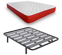Duermete Lit Complet avec Matelas viscoélastique Lite Viscogel réversible + sommier à Lattes Larges avec Pieds, Ensemble 90 x 180 cm