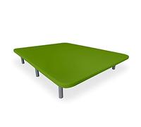 DUÉRMETE ONLINE - Base tapissée 3D renforcée, Anti-Bruit avec 5 Barres de Renfort 6 Pieds métalliques filetés de 27 cm, 150 x 190, Vert, (TAPI3DCOLORESREFORVERDE004)