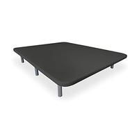 DUÉRMETE ONLINE Base tapissée 3D renforcée Anti-Bruit avec 5 Barres de Renfort Disponible en différentes Couleurs 6 Pieds métalliques filetés de 27 cm, Gris, 90 x 190 cm