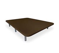 DUÉRMETE ONLINE Base tapissée 3D renforcée Anti-Bruit avec 5 Barres de Renfort Disponible en différentes Couleurs 6 Pieds métalliques filetés de 27 cm, Chocolat, 90 x 190 cm