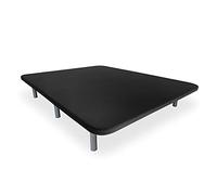 DUÉRMETE ONLINE Base tapissée 3D renforcée Anti-Bruit avec 5 Barres de Renfort Disponible en différentes Couleurs 6 Pieds métalliques filetés de 27 cm, Noir, 150 x 190 cm