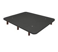 Duérmete Online Base tapissée 3D renforcée, Anti-Bruit avec 5 Barres de Renfort, valves de Ventilation, 6 Pieds en Bois, Couleur wengue, Gris, 90 x 180 cm