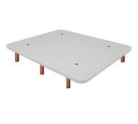 Duérmete Online Base tapissée 3D renforcée, Anti-Bruit avec 5 Barres de Renfort, valves de Ventilation, 6 Pieds en Bois, Couleur merisier, Blanc, 105 x 180 cm