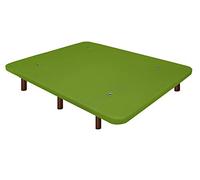 Duérmete Online Base tapissée 3D renforcée, Anti-Bruit avec 5 Barres de Renfort, valves de Ventilation, 6 Pieds en Bois, Couleur wengue, Vert, 90 x 180 cm