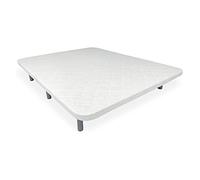 DUÉRMETE ONLINE Base tapissée renforcée Anti-Bruit avec 5 Barres de Renfort Convient pour Tout Type de Matelas 6 Pieds métalliques filetés de 27 cm, Blanc, 150 x 190 cm