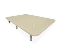 DUÉRMETE ONLINE - Base tapissée renforcée pour lit, stabilité et résistance avec 5 Barres transversales et 6 Pieds métalliques filetés de 27 cm, 135 x 190, Beige