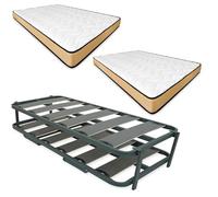 DUÉRMETE ONLINE Lit Complet avec 2 Matelas Viscopeque + lit gigogne renforcé, 90 x 190 cm